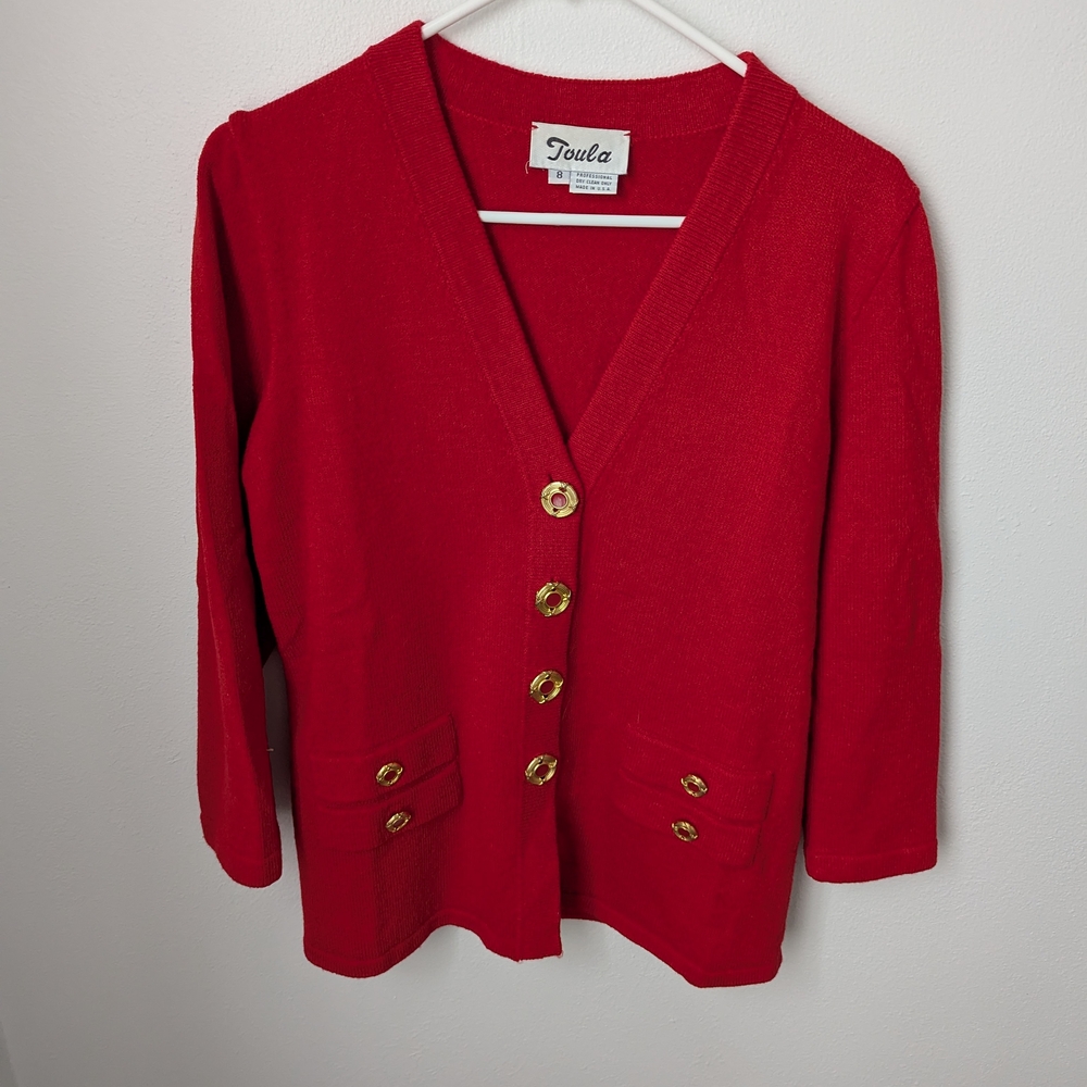 Women's Red Cardigan Sweater